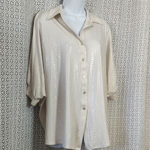 Adrienne Shimmering Cream Button-Down Shirt